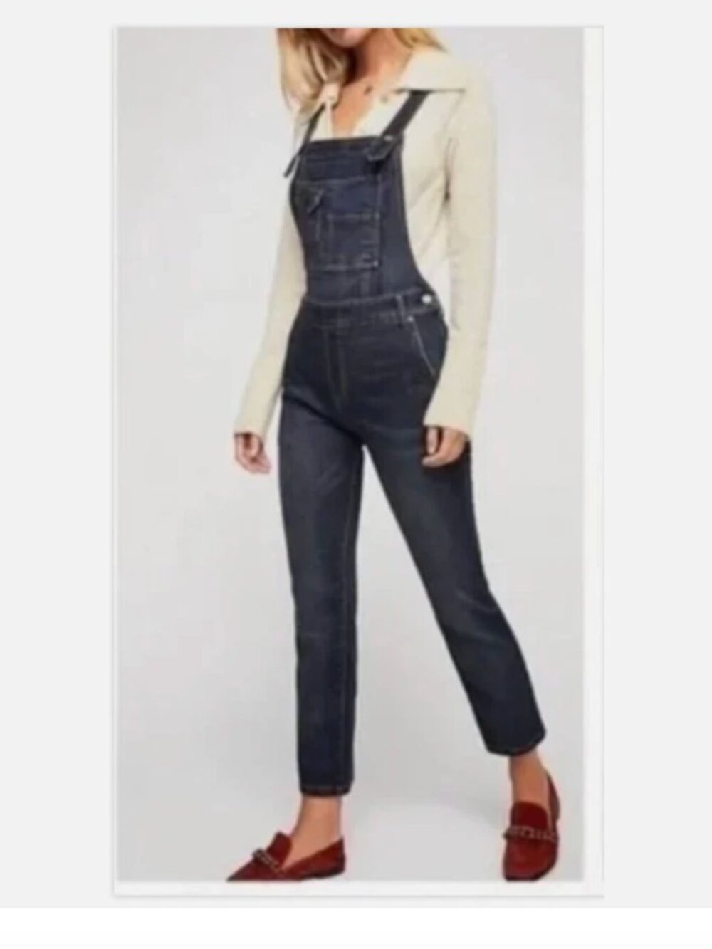 Free People Through The Woods Slim Fit Overalls Size 27 Charcoal Gray Jumpsuit